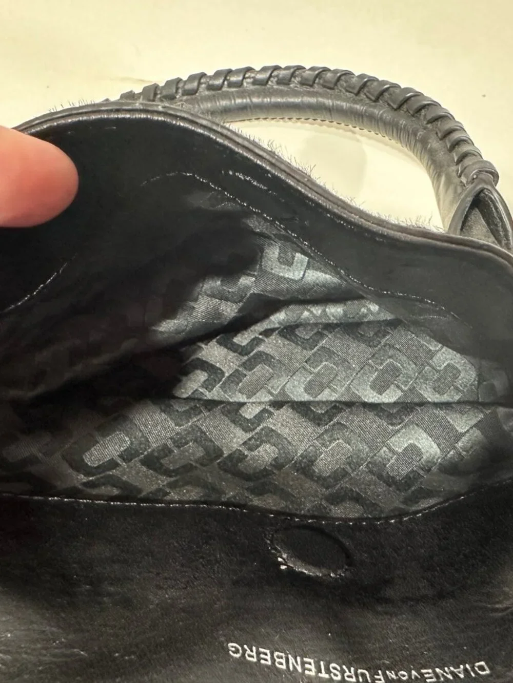 Diane von Furstenberg Drew Black Leopard Haircalf Leather Satchel Bag DVF Purse